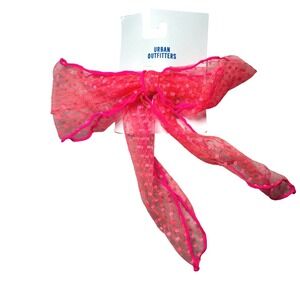 NEW Urban Outfitters Hot Pink Polka Dot Mesh Bow Hair Clip Accessory gift girly